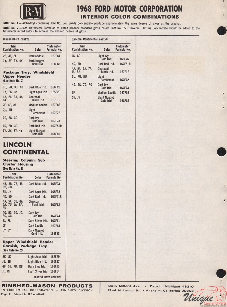 1968 Ford Paint Charts Rinshed-Mason 5